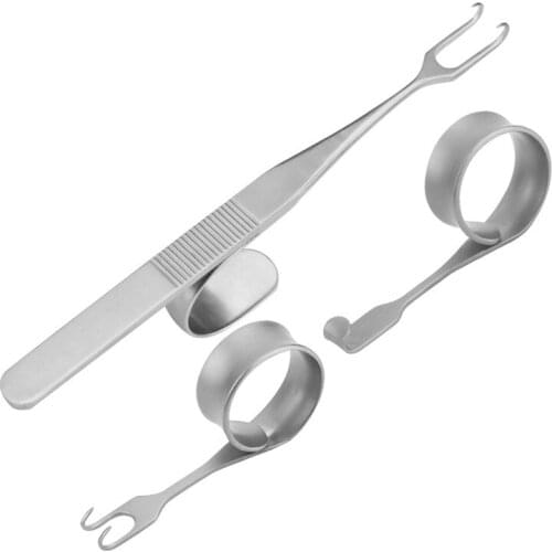 Beauty Stainless Steel Double Eyelid Draw Hook Eye Bag Draw Hook Ring Rake Double Single Claw