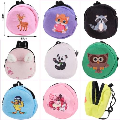Doll Backpack Plush Cute Animal Print Fit 18 Inch American Doll 43 Cm Baby Reborn Accessories For Doll Clothes,Baby Girls Gifts