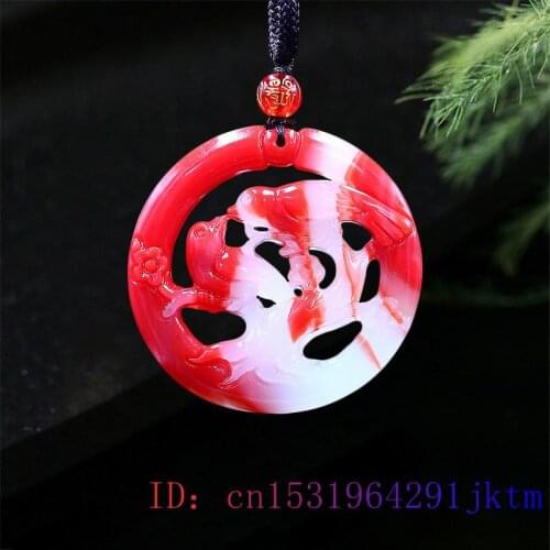 Jade Bird Pendant Lovebirds Fashion Gifts Red White Amulet Chinese Charm Necklace Double sided Natural Carved Jadeite Jewelry