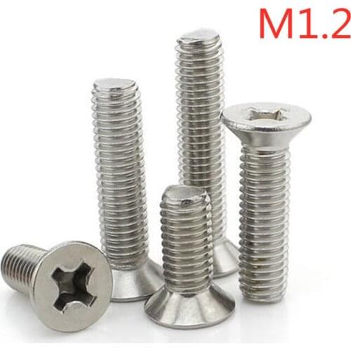 M1.2*2/2.5/3/4/5/6/8/10 Stainless steel countersunk head flat philips machine screw KM1.2