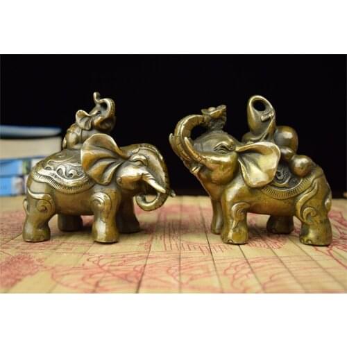 2PC Copper ornaments trumpet Ingot antique old brass like lucky baby like crafts decoration