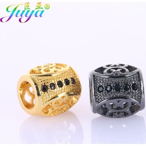 Micro Pave Cz Rhinestones 8mm Beads Gold Metal Charm Hole Beads Accessories For Natural Stone Beadwork Jewelry DIY Making