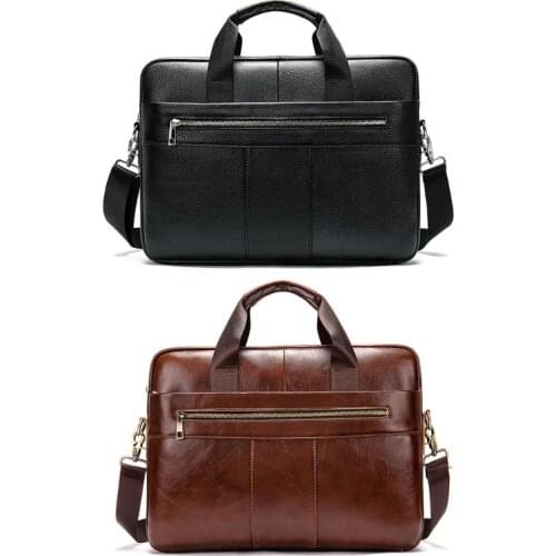Mens Genuine Leather Briefcase Business Cases Shoulder Messenger Laptop Bag Handbag