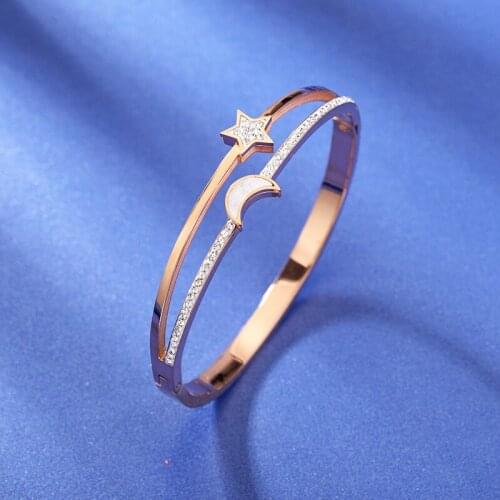 New Full Rose Gold Titanium Steel Bracelet Female Colorfast Couple Bracelet Stainless Steel Bracelet
