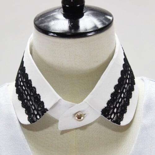 New Geometric Original Women Fake Collar Detachable Collars Jeans Diamond Crystal Black lace cotton white round neck collar