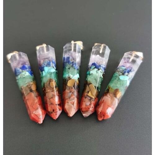 New Retro Colorful natural amethysts red stone Orgone 7 colors stone pillar pendulum pendants wholesale 10pcs/lot free shipping