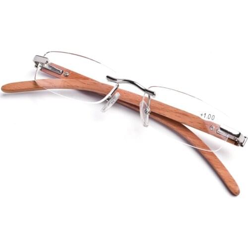 Women Rimless Reading Glasses for Men Magnifying Glasses 2021 Wood Clear Acrylic eyeglasses