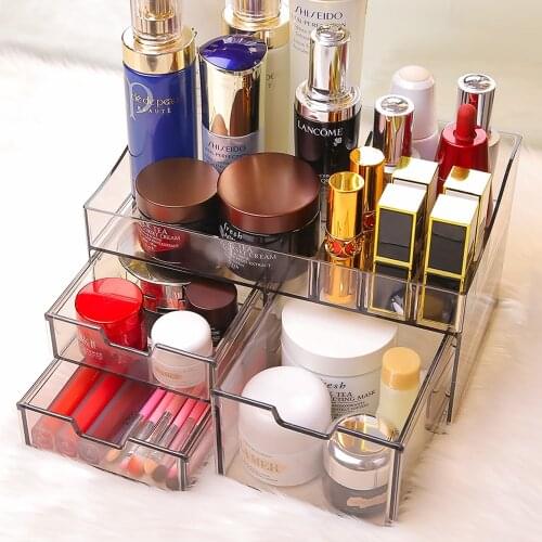 Plastic Makeup Organizer Drawer Storage Boxes Women Cosmetics Case Jewelry Nail Polish Storage Bathroom Make up Organizer