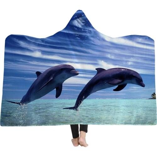 Undersea World Hooded Blanket Anti Pilling Flannel Wearable Sweater Plush Warm Is Suitable For Children, Adults And Teenagers