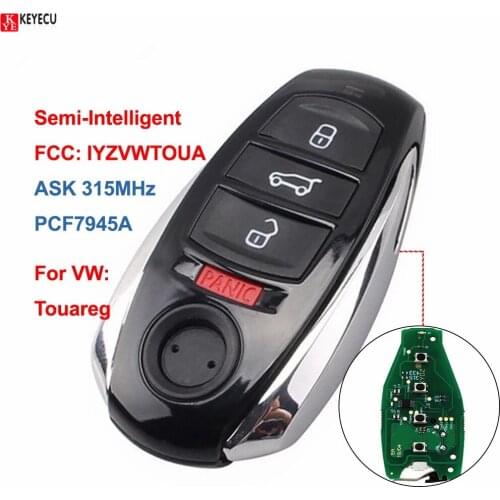 Keyecu Smart Remote Key 315MHZ fob For Volkswagen Tou areg 2011-2016 with PCF7945A Chip with emergency key 7P6 959 754 IYZVWTOUA
