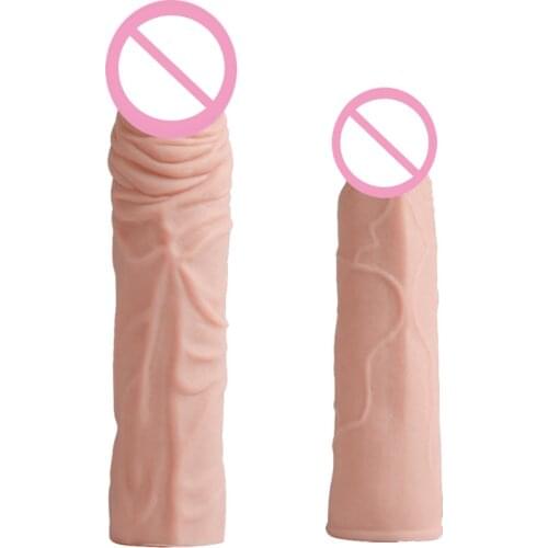 Reuse Condom Penis Extender For Men Condoms Adult Penis Sleeve Enlargement Cock Rings