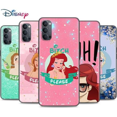 Princess Cartoon Soft Black Silicone Cover For OPPO Reno 5 Pro+ 3 4 Lite F SE Z Pro 4G 5G Phone Case Shell