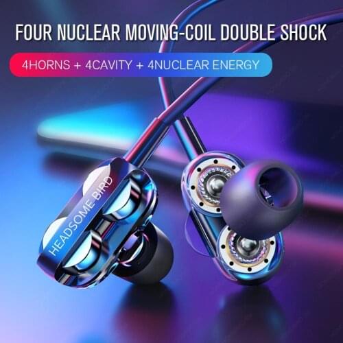 Dual Drive Stereo Wired Earphone In-ear Headset Earbuds Bass Earphones For IPhone Samsung 3.5mm Sport Gaming Headset With Mic