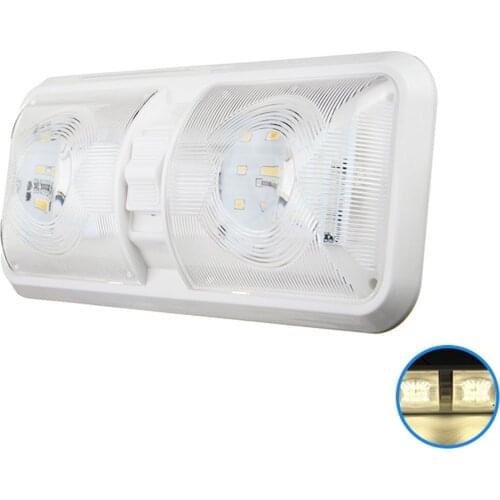 12V RV LED Double Dome Light Fixture for Trailer 6000-6500K 48X5050SMD