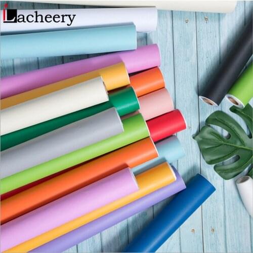 Vinyl Waterproof Self Adhesive Matt Wallpaper Roll DIY Modern Living Room Kitchen Cabinets Solid Color Household Decorative Film