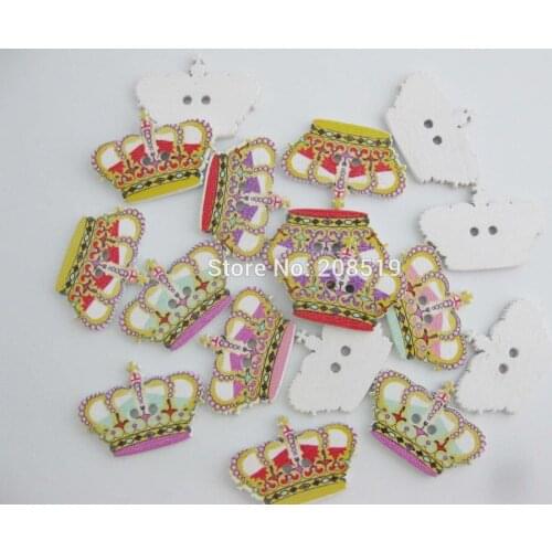 WB0240 Nature wood Buttons Tiaras shape 100pcs randomly 2 holes sewing accessories