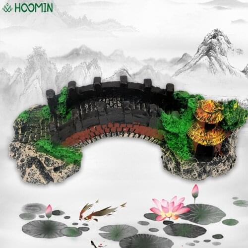 1PC Landscape Ornaments Pavilion Tree Bridge For Fish Tank Ornament Decors Resin Simulation Arch Bridge Aquarium Decoration