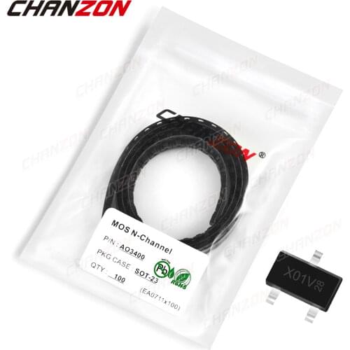 100pcs AO3400 SOT-23 N-Channel SMD Mosfet Bipolar Junction Transistor BJT SIC Mos Fets Triode Tube SMT Integrated Circuits