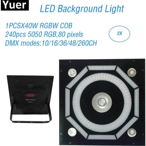 2Pcs/Lot Halo Pixes Background Lights 40W RGBW COB and 240pcs 5050 RGB Rotating Effect Stage Stroboscope Dj Disco Stage Lights