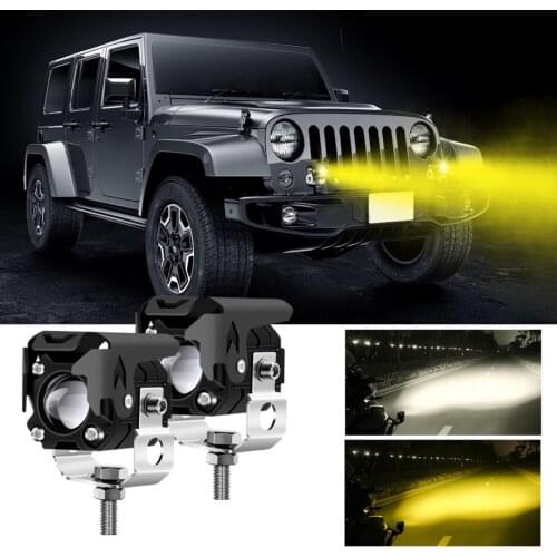 2 Pcs LED Motorcycle Spotlight Outdoor Work Light Two-Color External Modified Headlight For Motorcycle Jeep 4x4 Truck
