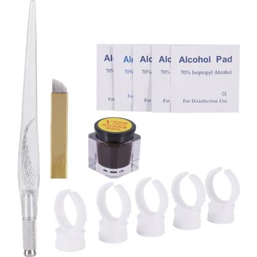 3D Safe Eyebrow Microblading Tattoo Needle Pen Pigment Practice Kit Natural Permanent Manual Makeup Tool Complete Accessories