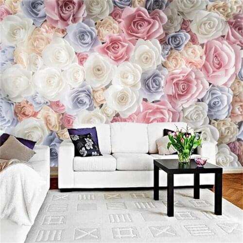 Low Price For Wallpaper hand-painted floral garden rosette TV sofa wall decoration practical and beautiful wall paper