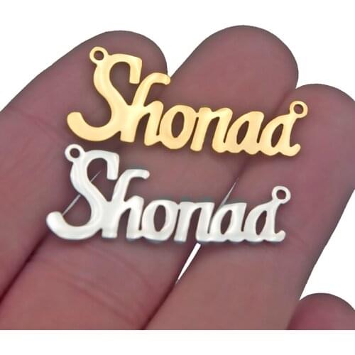 5pcs Stainless Steel Gold Shonaa English Letter Charms Jewelry Making Diy Necklace Pendants Lovers Girlfriend Choker Women Gifts