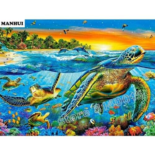 Diy Diamond painting Sea Turtle 3D square drill Diamond mosaic pasted full cross stitch Crafts Needlework ABC319
