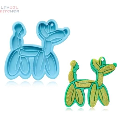 Shiny Balloon Dog Silicone Mold DIY Dog Keychain Resin Mold Homemade Mobile Phone/bag Pendant Chocolate Candy Mold