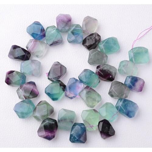 Natural stone Faceted cube shape loose beads Fluorite Crystal string bead 15.5"