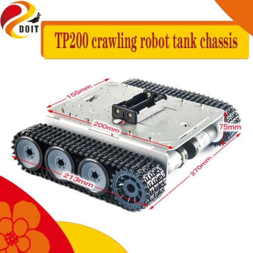 2WD TP200 Metal Smart Crawler Robot Tank Chassis Kit Aluminum Alloy Panel High Torque 9V Motor With Encoder DIY For Arduino Toy
