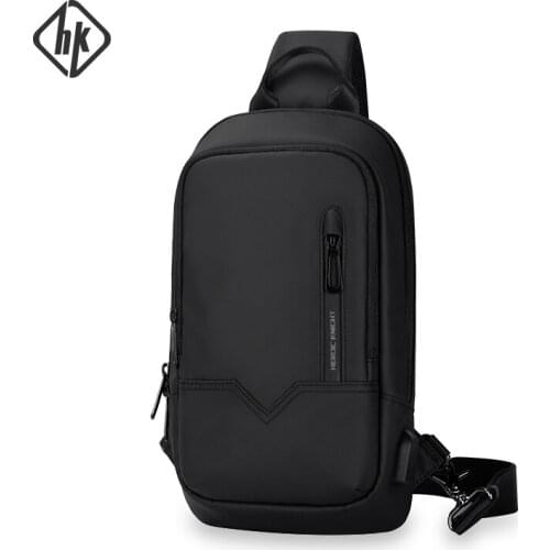 Chest Bag for Man Crossbody Bags Waterproof Multifunction Mens Purse Bag for 9.7inch Ipad Bag USB Travel Sports Shoulder Bags