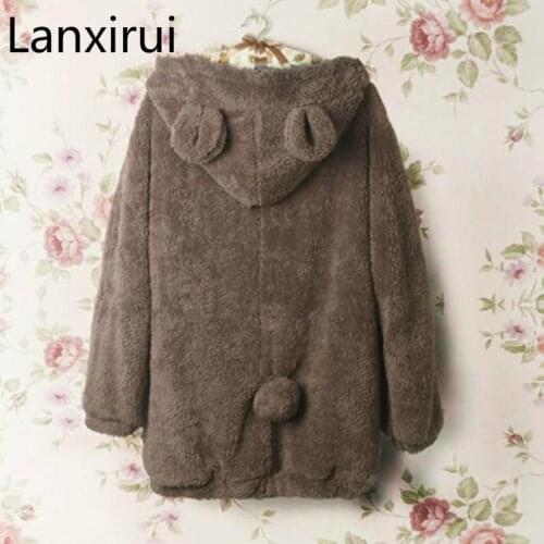 Autumn Winter Women Hoodies Vestidos Plus Size Casual Loose Bear Ear Plush Hooded Sweatshirts For Women Large M -5xl Outwear
