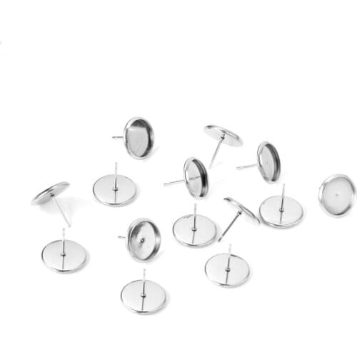 ASON 100pcs/lot Stainless Steel Blank Earring Base Cabochon Earrings Setting Accessories for DIY Jewelry Making Supplies