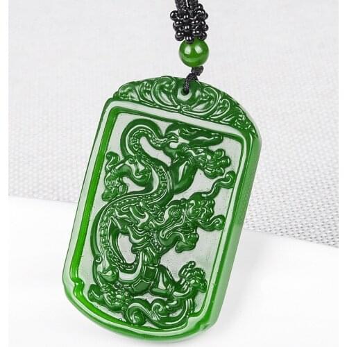 Natural Green Jade Pendant Hand Carved Jadeite Necklace for Women Men Necklaces Woman Accessories with Chain Fashion Jewelry
