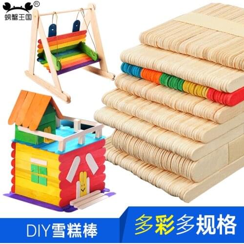 48Pcs/Lot Wooden Craft Ice Cream Sticks Pop Popsicle Sticks Natural Wood DIY kids Handwork Art Tools Crafts Toys Ice Mold