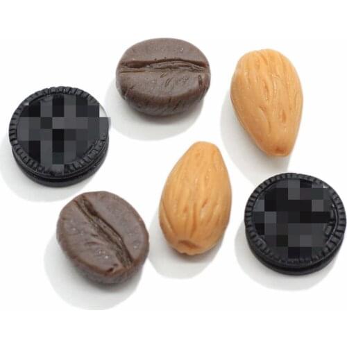 Resin Biscuits Almond Cofee Beans Miniature Simulation Dollhouse Play Toys For Earring Jewelry Making Accessories