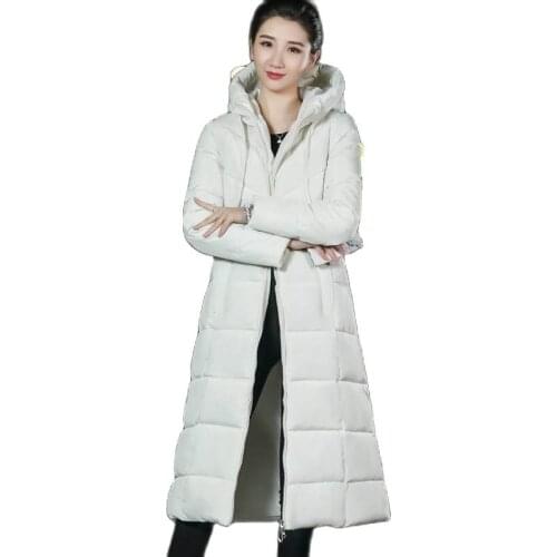 Plus Size Fashion 6xl Womens Jackets 2021 New Korean Winter Mid-Length Over The Knee Winter Jacket Women Hooded Padded Jacket