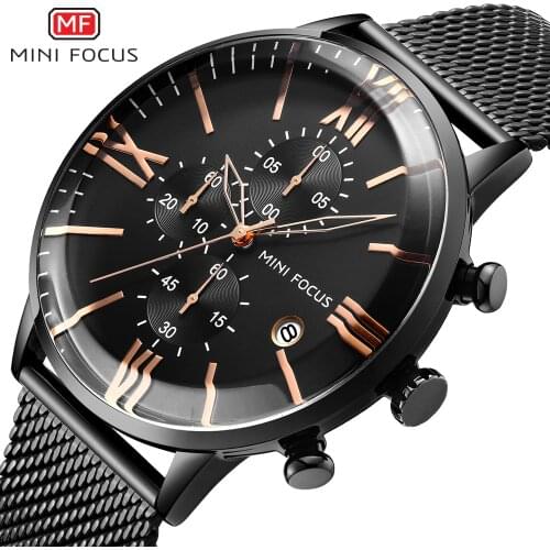 Relogio Masculino MINIFOCUS Sport Quartz Watches Mens Analog Date Waterproof Fashion Stainless Steel Military Business Watch