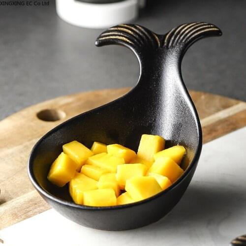 Retro Creative Snack Dish Vinegar Dish Whale Plate Ceramic Household Western Dinner Plate Dessert Dish Household Tableware