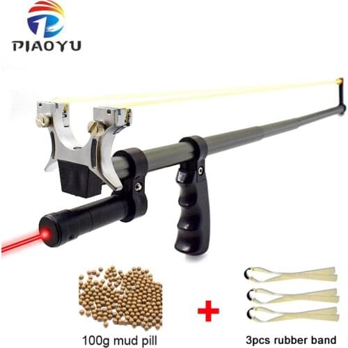 High Precision Telescopic Slingshot High Power Rubber Band Slingshots with Red Laser Stainless Steel Outdoor Hunting Catapult
