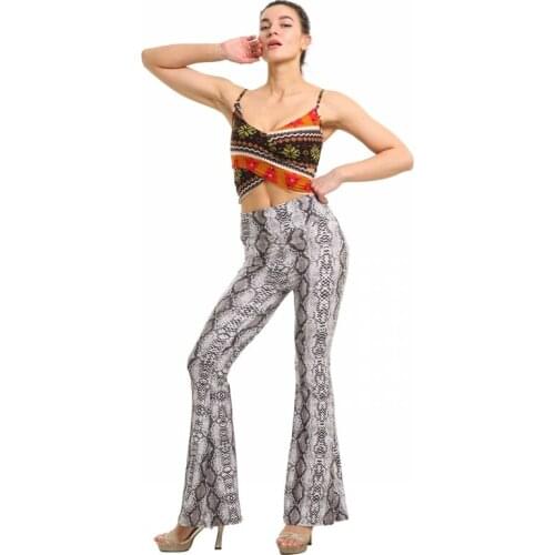 Spring Summer Elegant Slim Print Party Flare Pants Casual High Waist Trousers Vintage Bottoms Laides Streetwear Sweatpants