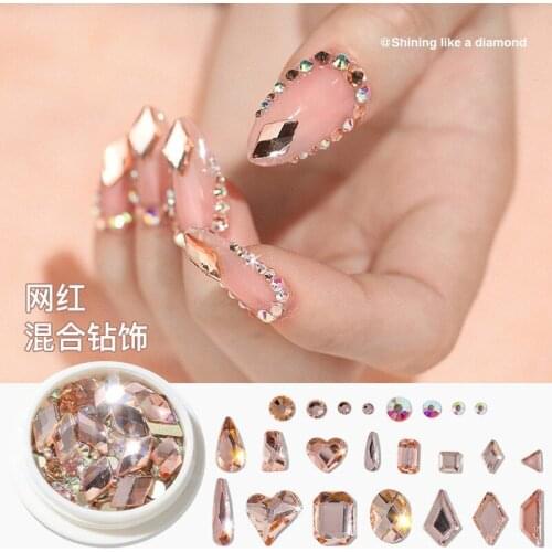 Mixed-size Nail Rhinestones Acrylic Shinning Nail Decoration AB Nail Rhinestones Horse Eye/Waterdrop/Crystal Glitter Nail Stones