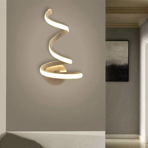 Modern Spiral LED Wall Light Acrylic Metal Sconces Lamp for Bedside Decor