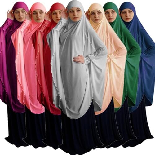 One Piece Full Cover Chest Hijab Muslim Women Prayer Dress Long Scarf Khimar Hijab Islam Large Overhead Clothing Jilbab Arab New