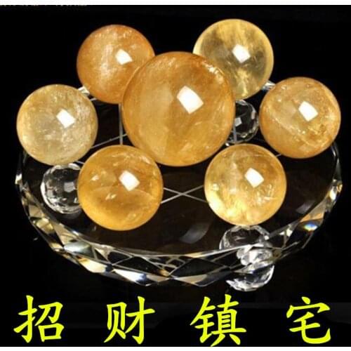 Light yellow crystal seven array crystal ball ornaments Zhaocai Wang Yun home safe