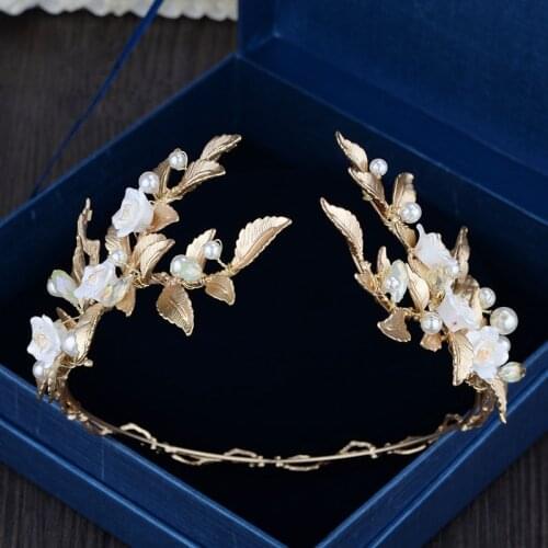 Baroque Bridal Tiaras Crowns European Gold Bride Hairabnds Headpieces Rhinestone Wedding Hair Accessories