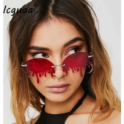 Rimless Sunglasses women 2020 Fashion Unique Tears Shape Sunglasses Female Dropshipping Gafas Shades UV400 Oculos Feminino