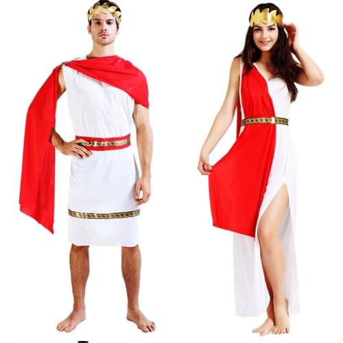 Female Women Men Greece Cosplay Costume Roman Grecian Goddess Fancy Dress Outfit Party Christmas Halloween Purim