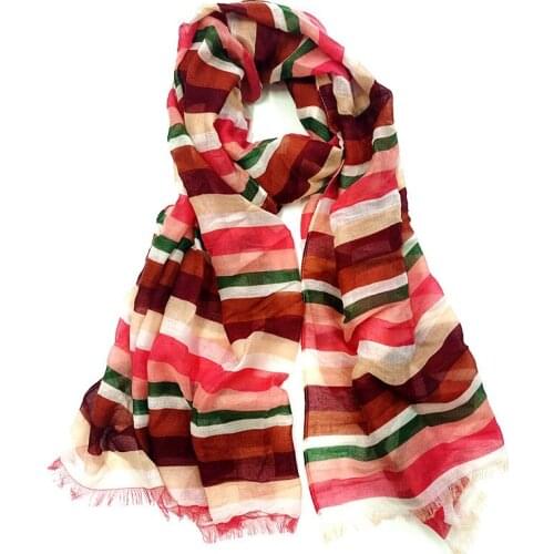 2021 Women Fashion Stripe Printed Pattern Cotton Scarf Shawls Wraps Hijabs 10pcs/lot
